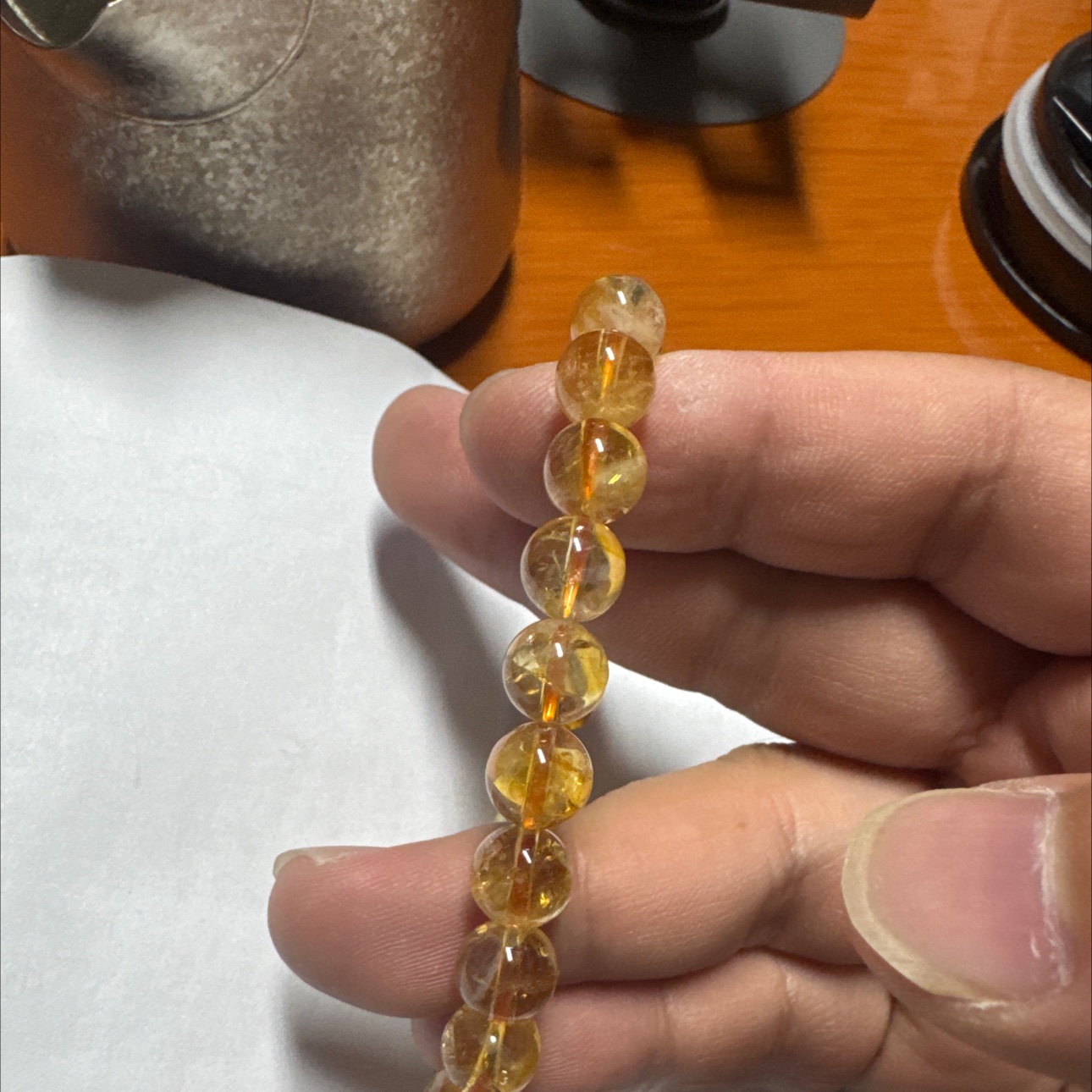8m 黄塔晶天然水晶饰品手串  透体色好     