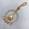 New Chinese-style five-way God of Wealth, colorful glass jewelry, peace and good fortune lock car pendant, dazzling crystal pendant accessory Specification image