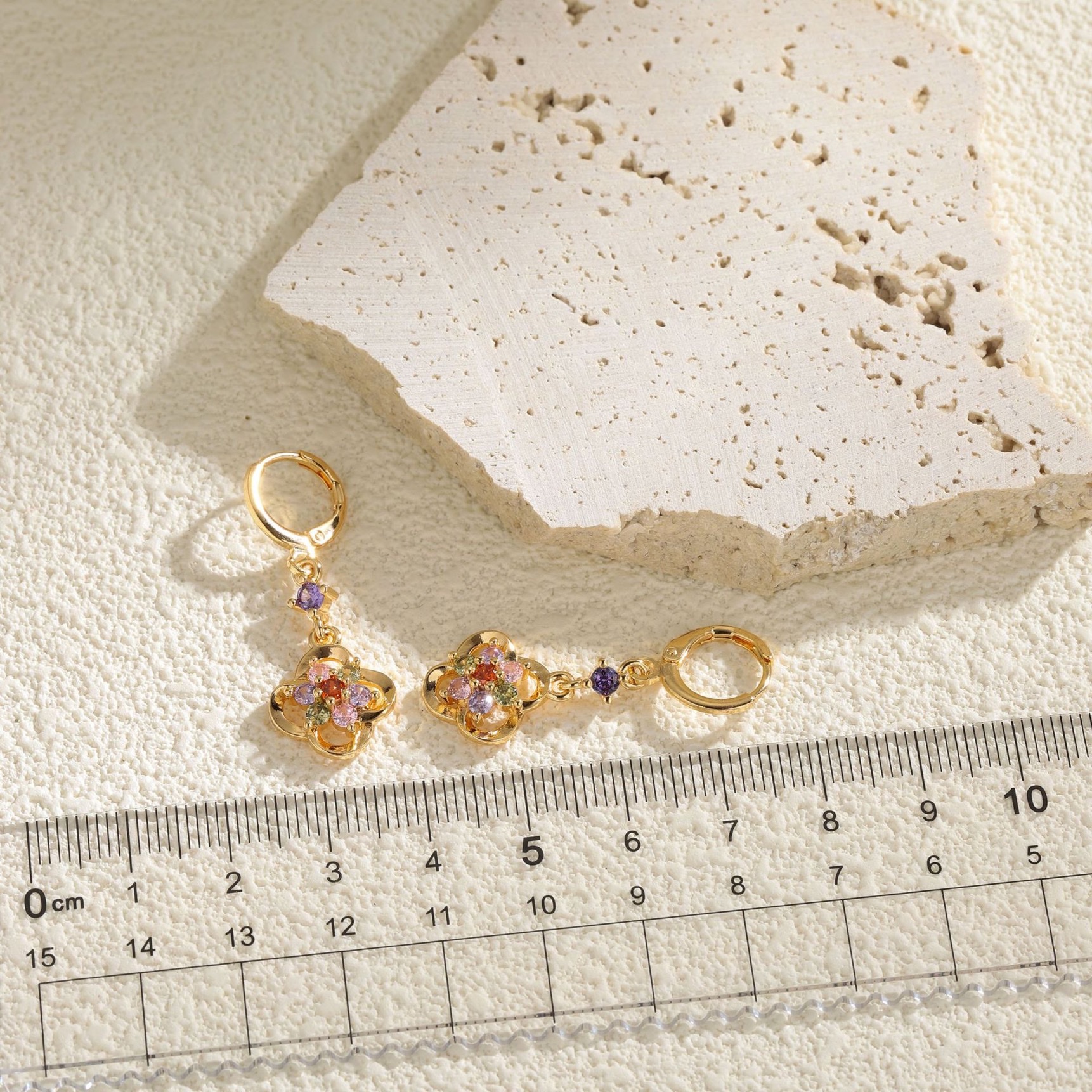 韩版时尚花朵耳扣女长款花形四叶草耳坠个性锆石耳钉彩钻耳饰批发 饰品耳饰珍珠耳环耳环饰品饰品饰品饰品饰品饰品饰品饰品饰品饰详情图2