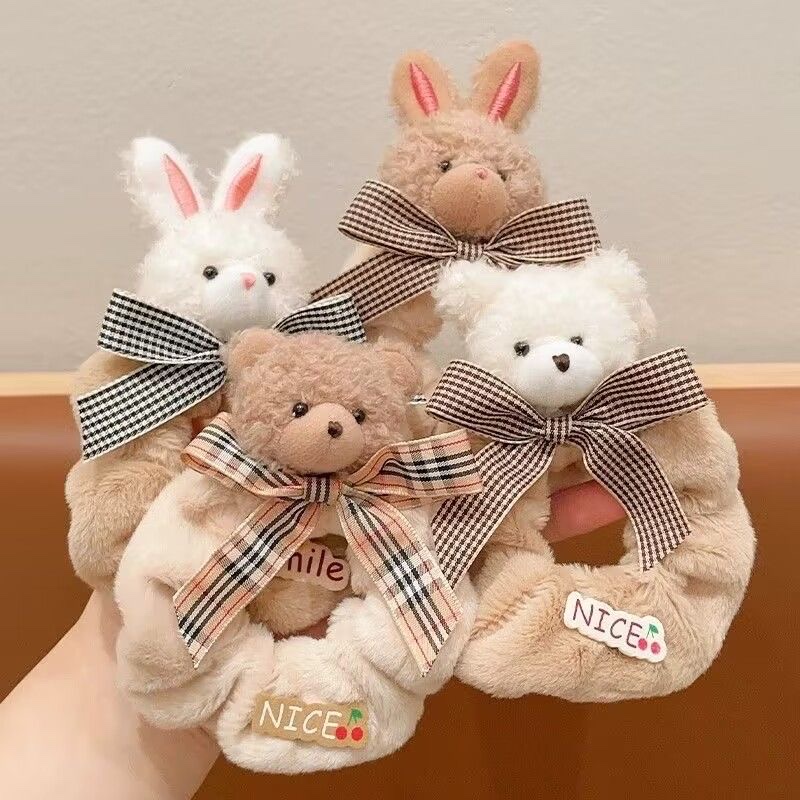 高颜值秋冬大肠发圈儿童小女孩可爱毛绒小熊发绳洋气女丸子头女童