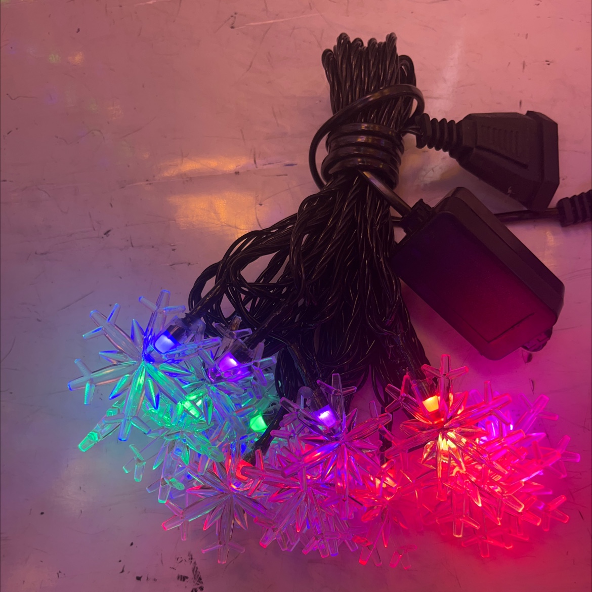 20头4米雪花彩色灯带尾插LED灯 装饰灯细节图