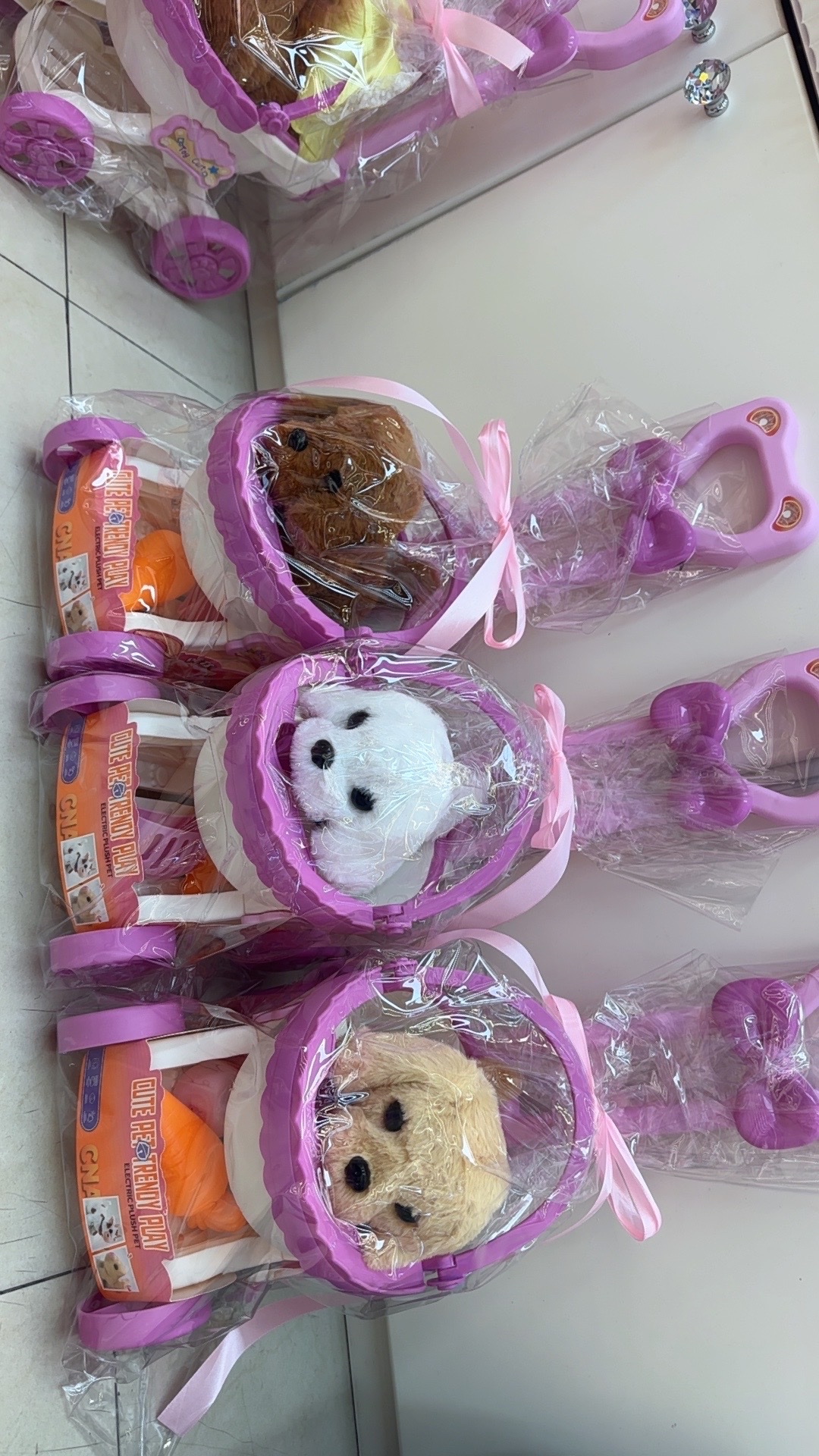 电动毛绒兔子狗狗电子仿真推推车套装电子宠物儿童玩具套装多功能互动娱乐