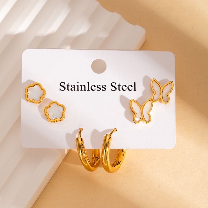 Stainless steel earrings, oil-dripping earrings, welded stud earrings, simple, fashionable and versatile accessories for women details Picture