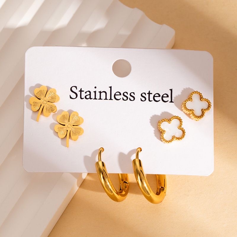 Stainless steel earrings, oil-dripping earrings, welded stud earrings, simple, fashionable and versatile accessories for women Item Picture