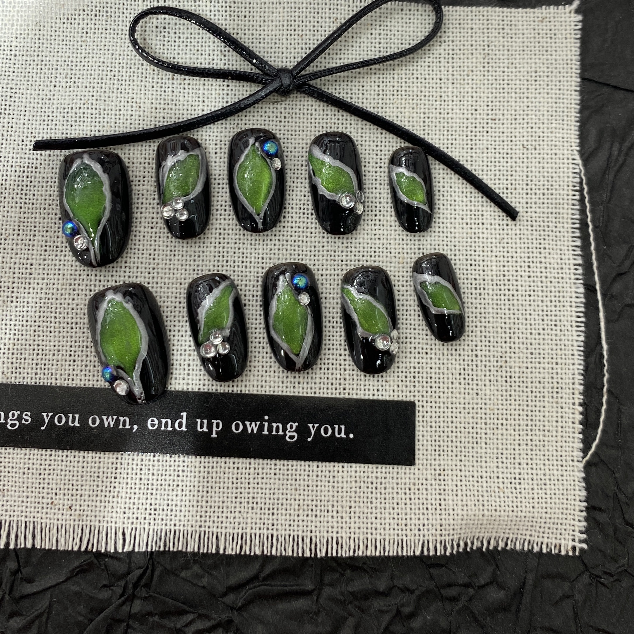 Tutu Wearable Nail short oval nail, dark American style, pure handcrafted cat-eye wearable nail, nail stickers, nail stickers detail image 3