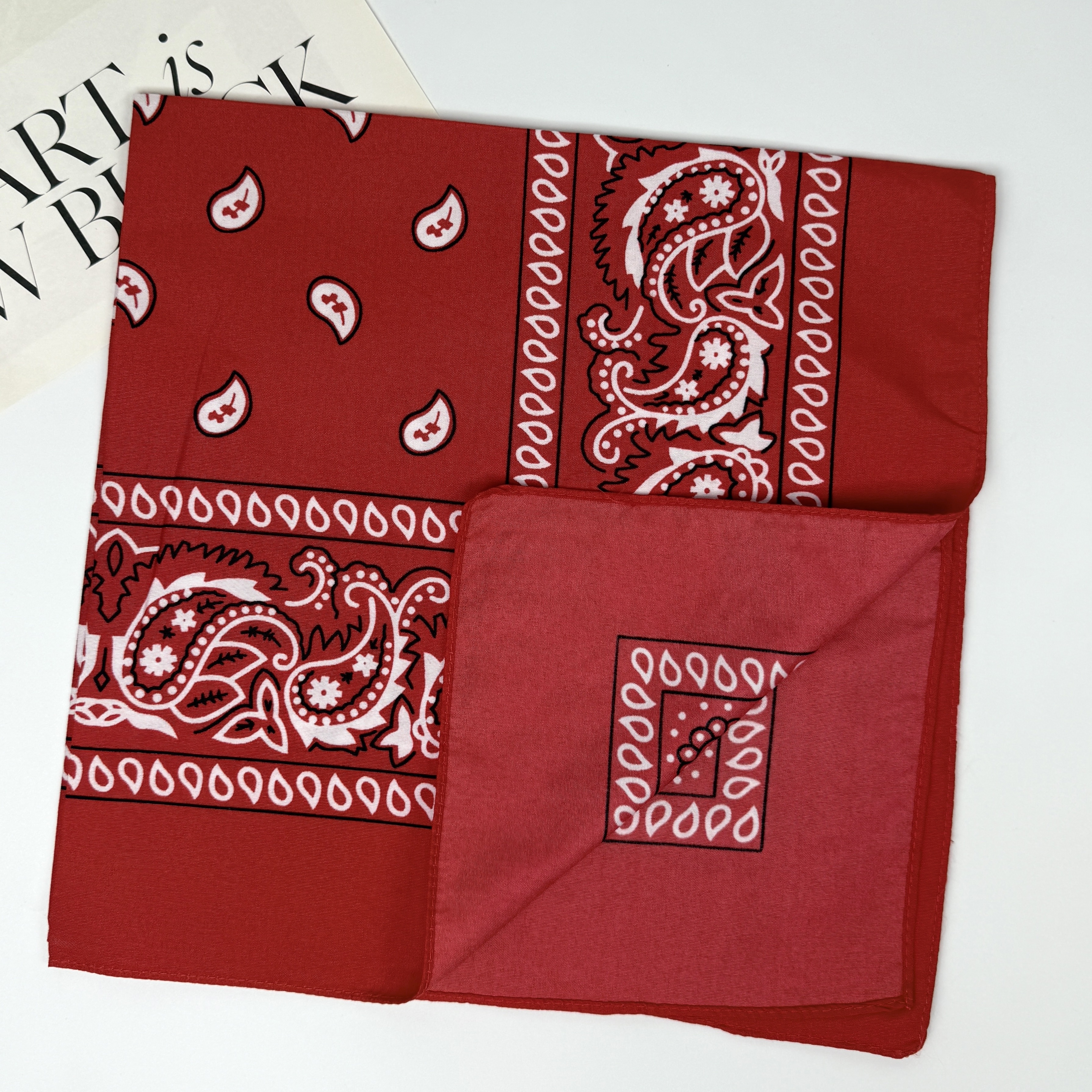 28g pure cotton European and American outdoor cycling multi-functional headscarf, cashew flower square scarf, bandana Magic headscarf Item Picture