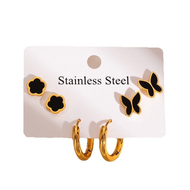 Stainless steel earrings, oil-dripping earrings, welded stud earrings, simple, fashionable and versatile accessories for women Specification image
