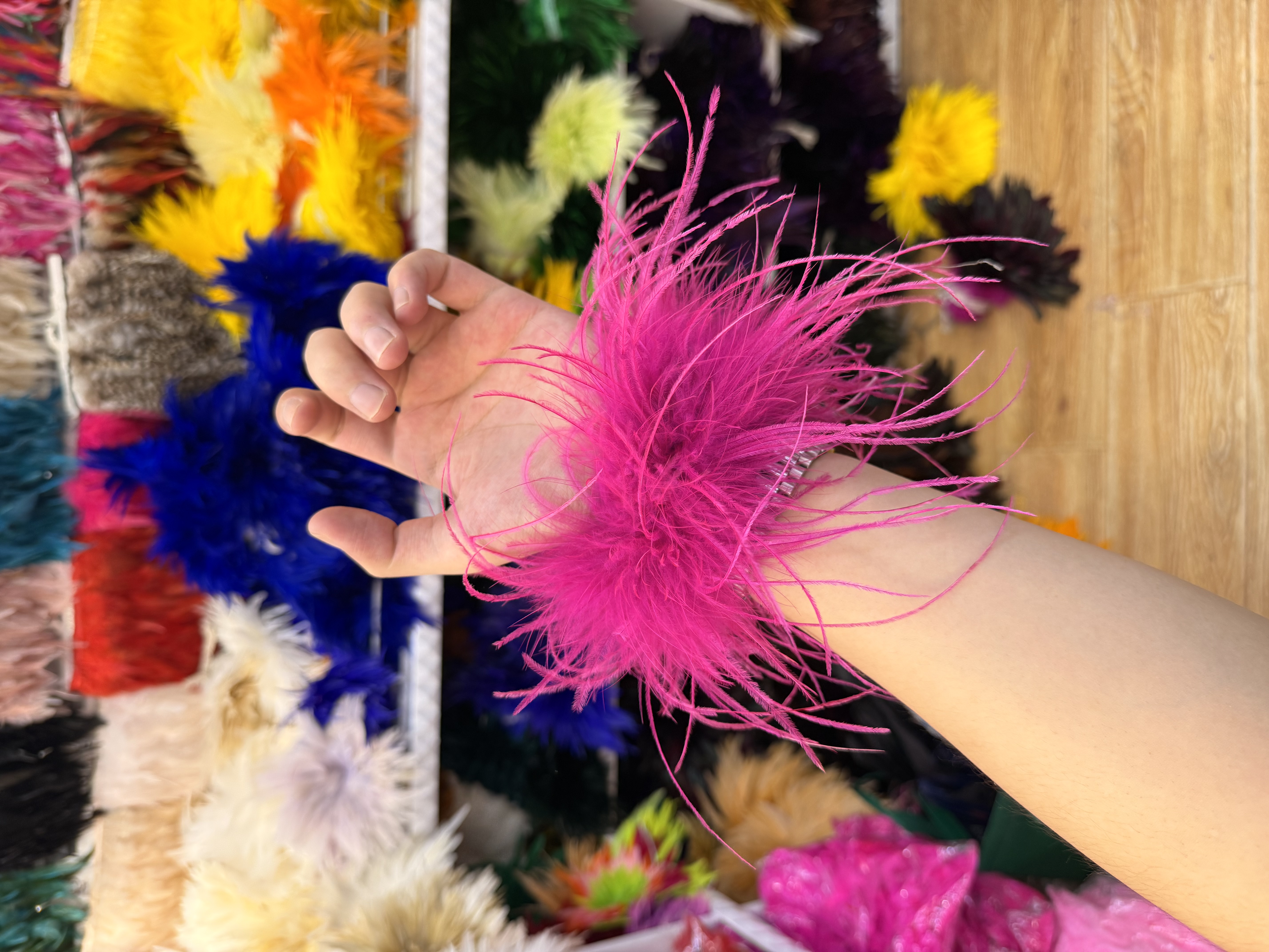 新品鸵鸟毛羽毛啪啪圈羽毛手环多色可选鸵鸟毛服装配饰头饰