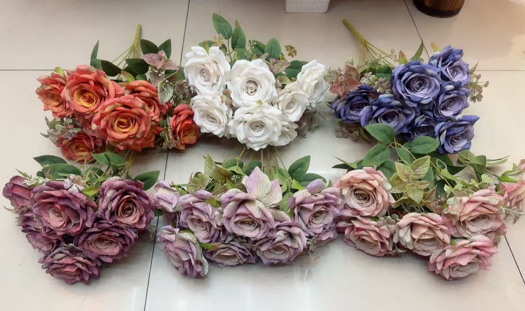 塑料花PU花束装饰花假花把花仿真假花装饰家居摆件多色选择假花仿真花塑料花假花