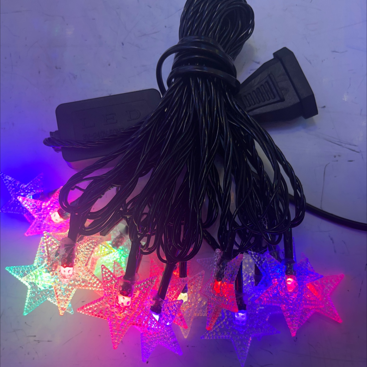 20头4米朱光五星彩色花灯带尾插装饰灯100套一件详情图3