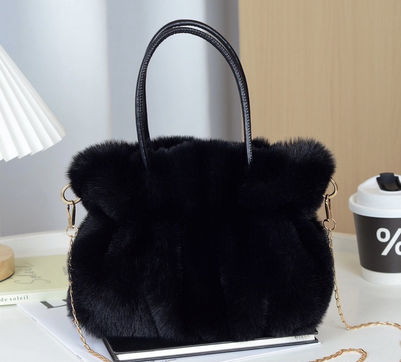 TY6608手提包毛毛包女秋冬新款褶皱高级毛绒时尚包包单肩斜挎包爆款 详情图4