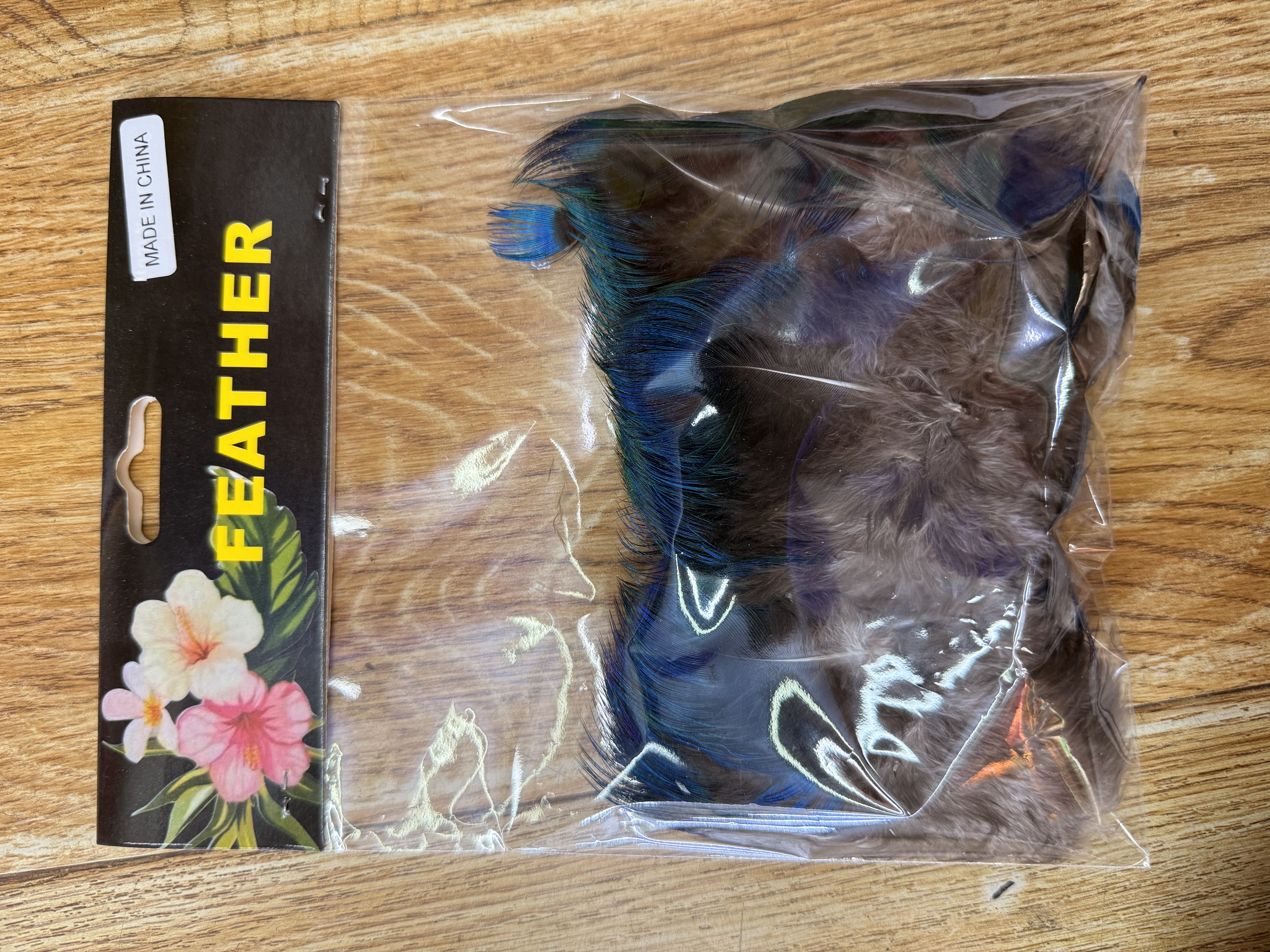 天然孔雀脖子蓝片点翠羽毛diy 手工配件 饰品服饰配件详情图2