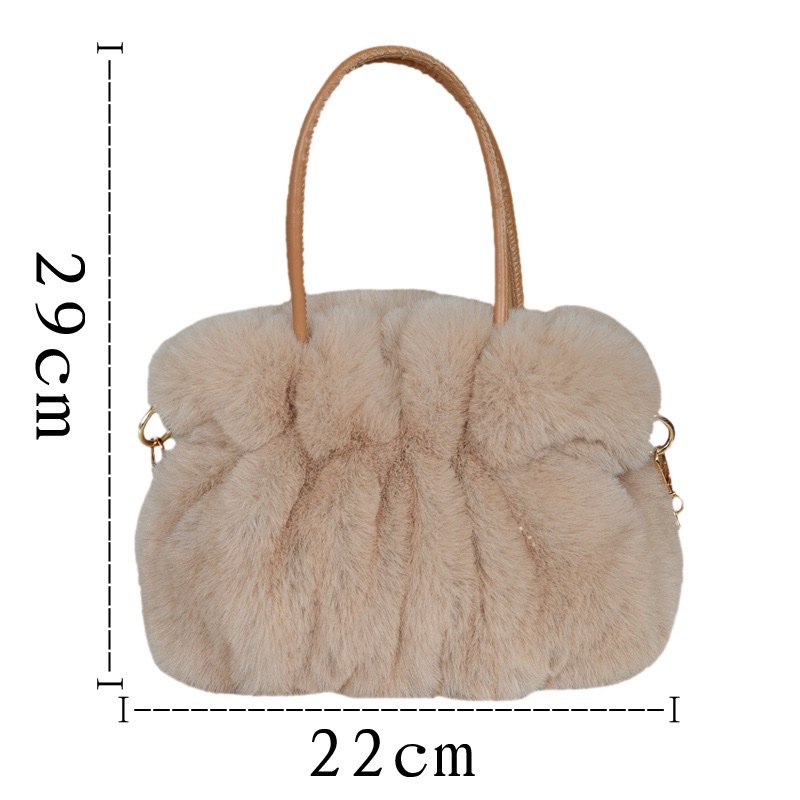 TY6608手提包毛毛包女秋冬新款褶皱高级毛绒时尚包包单肩斜挎包爆款 详情图3