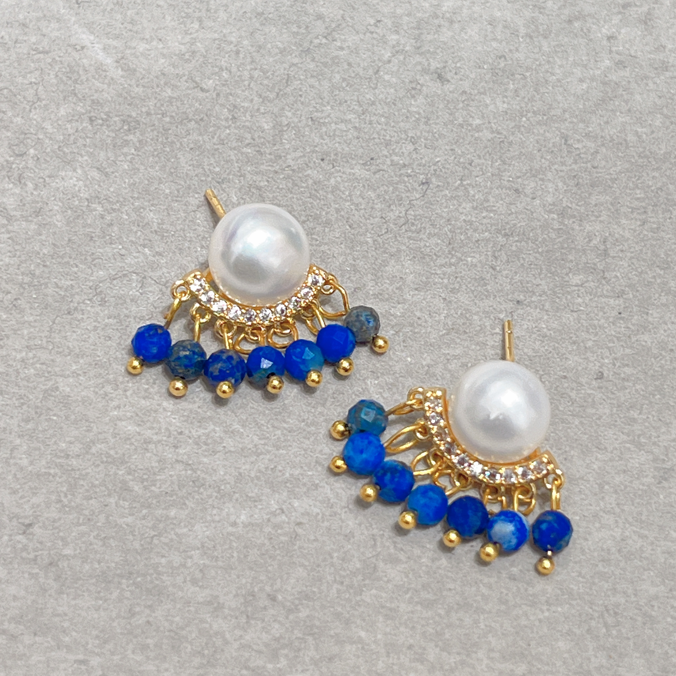 Yunyi Shijia Natural lapis lazuli tassel Earrings, freshwater pearl earrings, New Chinese Style earrings, original design jewelry wholesale in stock details Picture