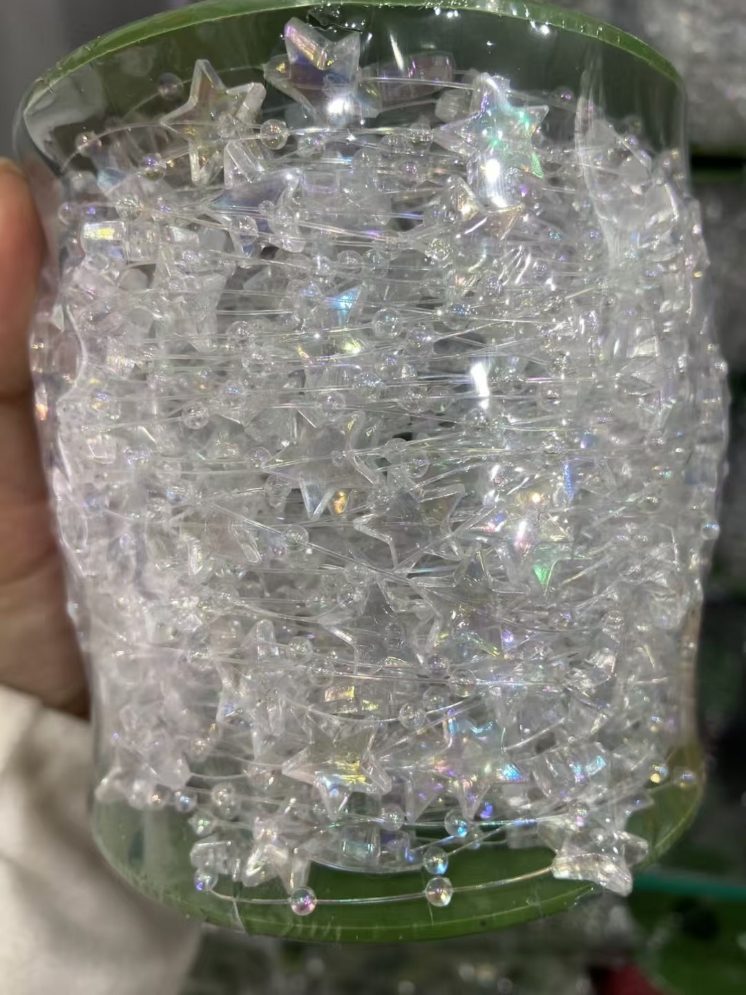 【圣诞季特惠】透明镀彩幻彩五角星鱼线链条圣诞花
艺发饰装饰手工diy珠链圣诞节装饰物品