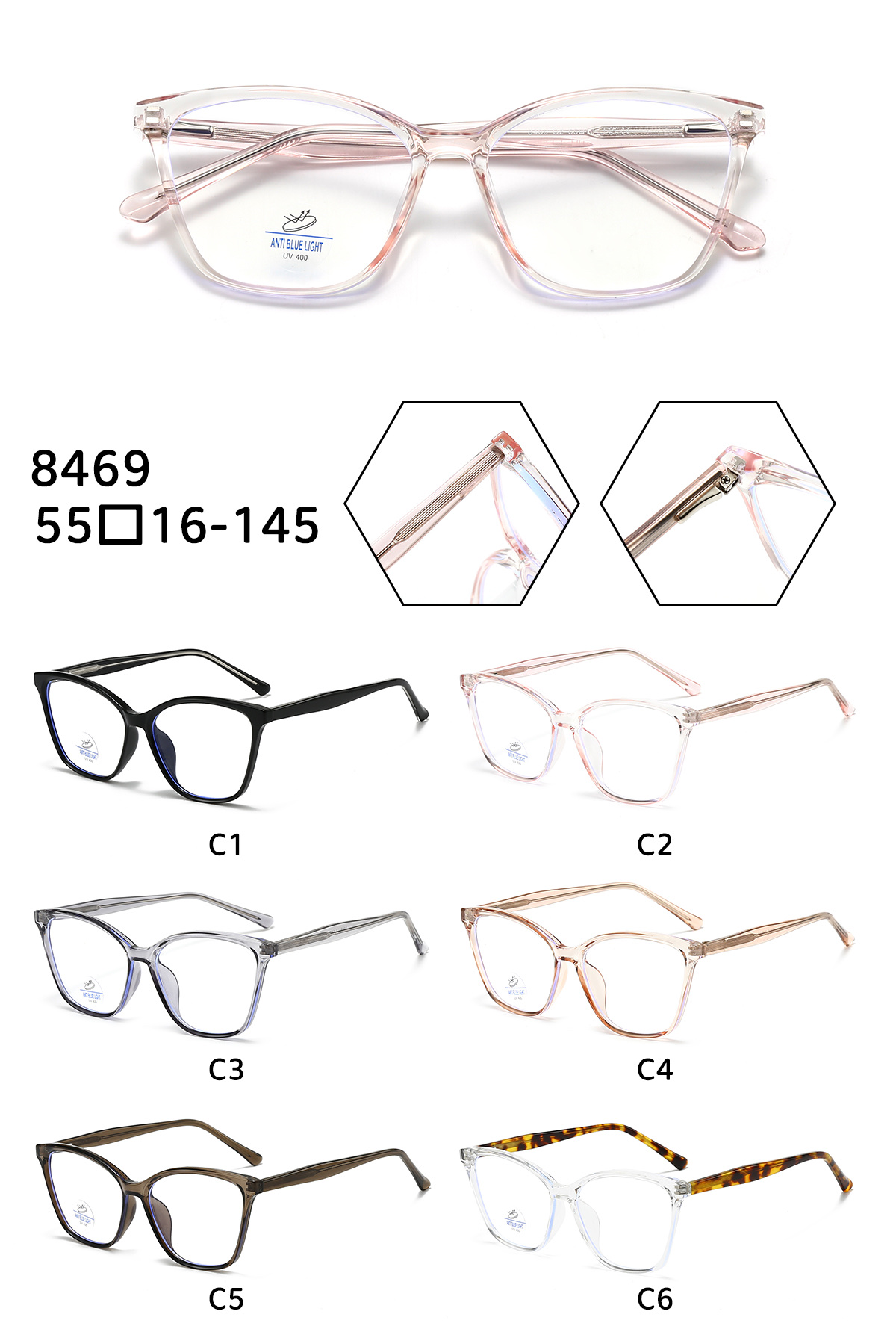 Anti-blue light myopia glasses, frameless myopia glasses, frame glasses for women detail image 10