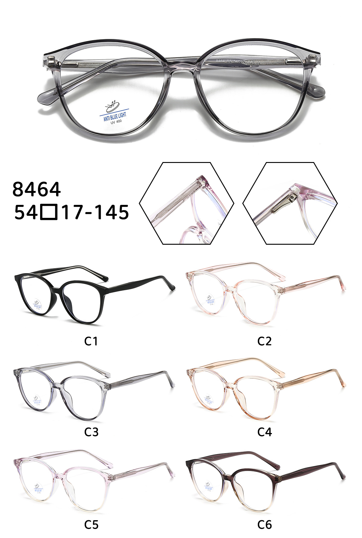 Anti-blue light myopia glasses, frameless myopia glasses, frame glasses for women Specification image