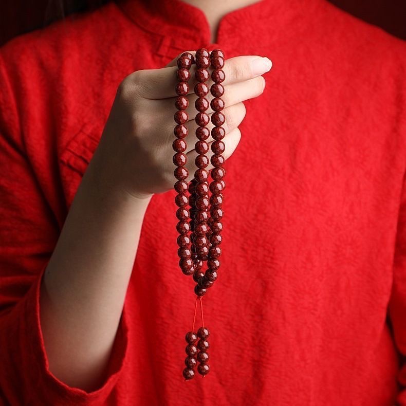 晶体砂朱砂手串108颗多圈手链男女款情侣本命年文玩直播货源批发 手串手链产品图