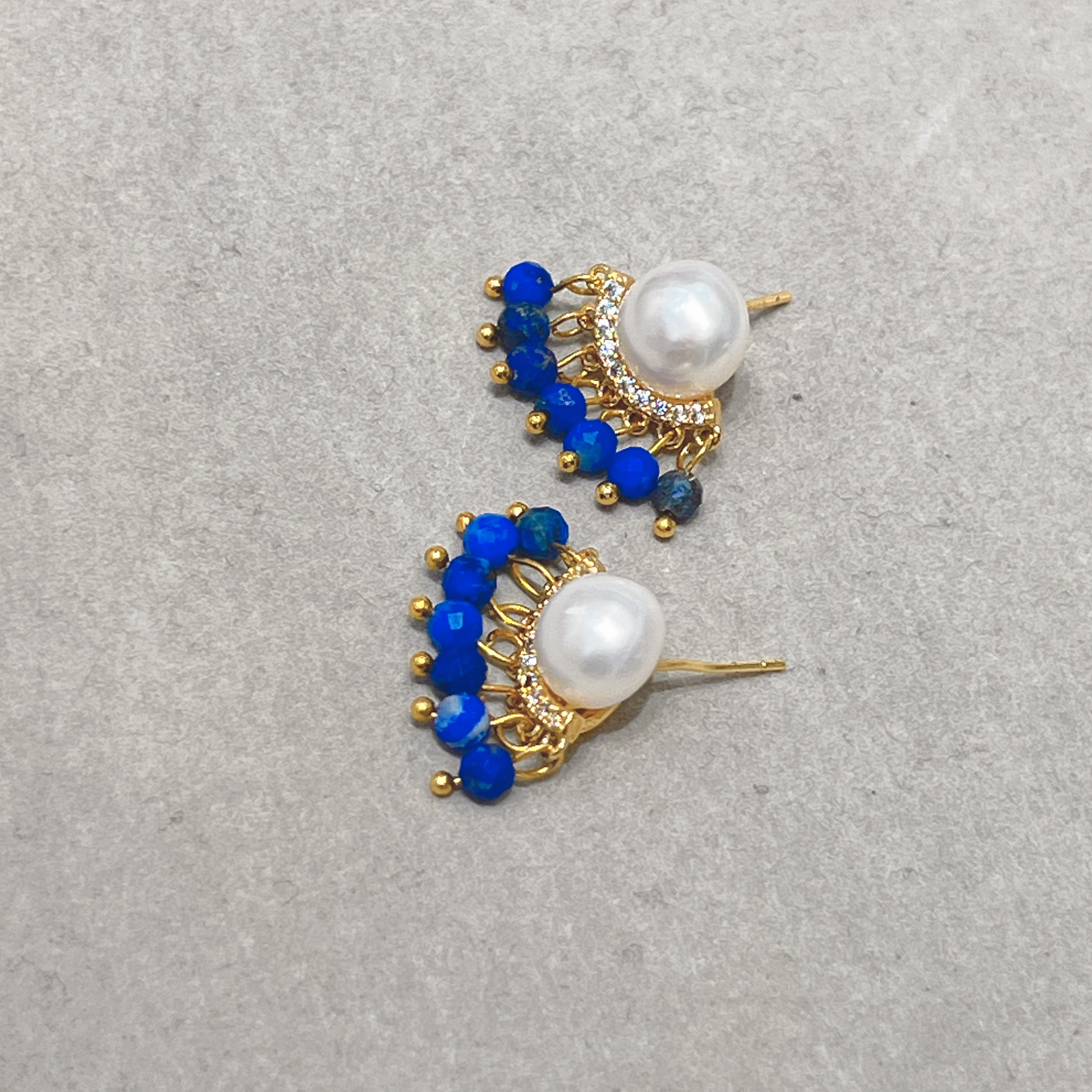 Yunyi Shijia Natural lapis lazuli tassel Earrings, freshwater pearl earrings, New Chinese Style earrings, original design jewelry wholesale in stock detail image 9