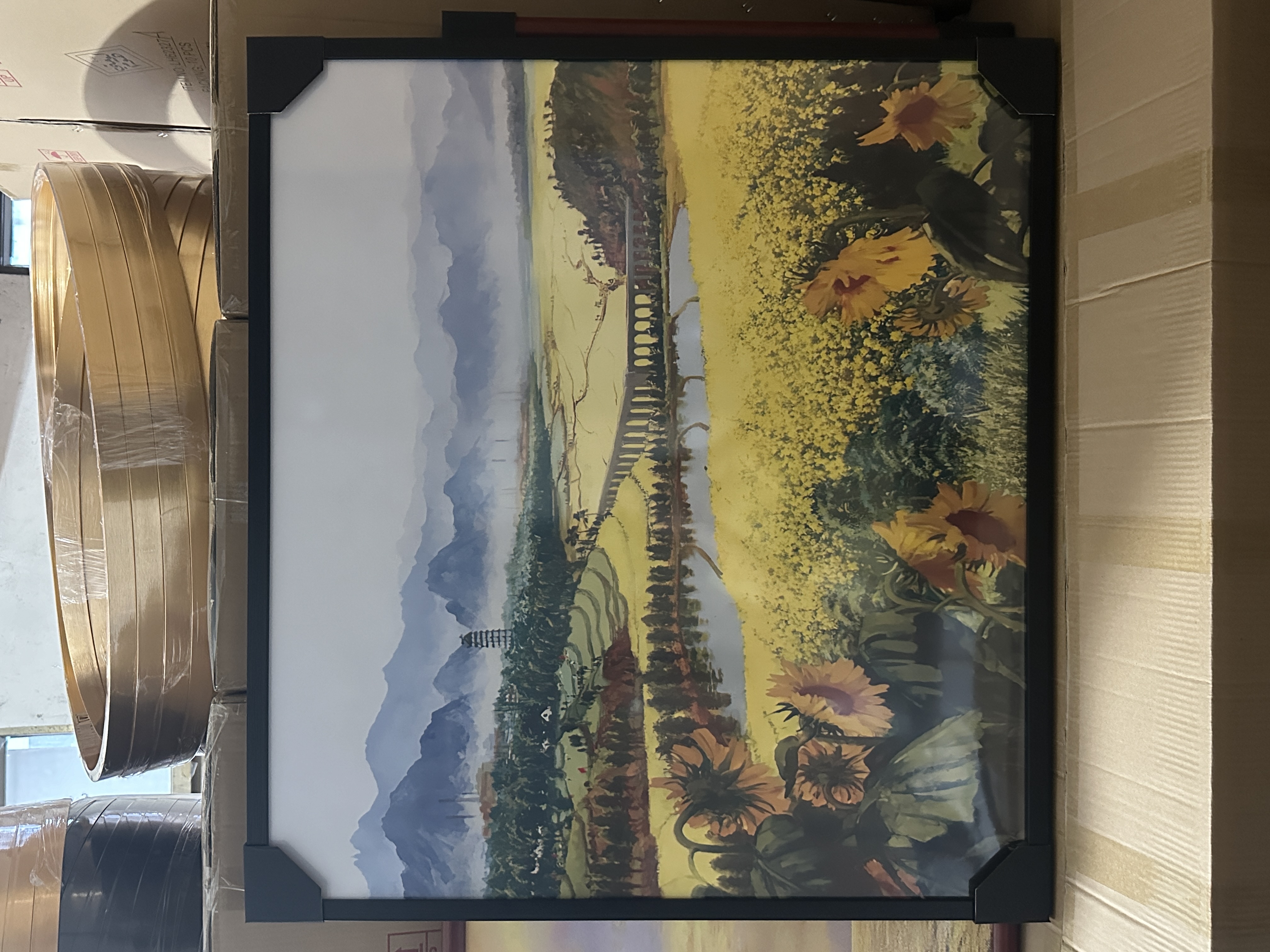 战地黄花分外香红船国庆祝福装饰画挂画公共场合象征和平祝福祖国繁荣的油画产品图