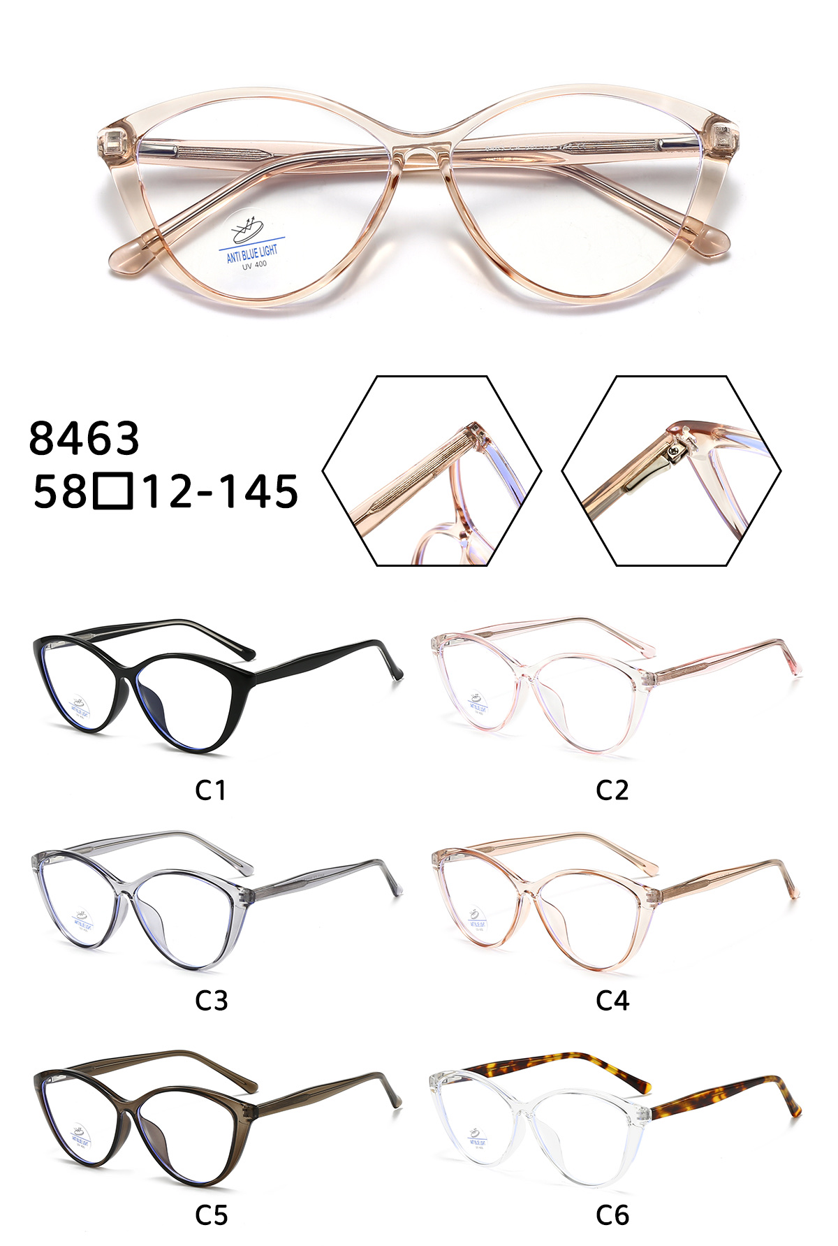 Anti-blue light myopia glasses, frameless myopia glasses, frame glasses for women details Picture