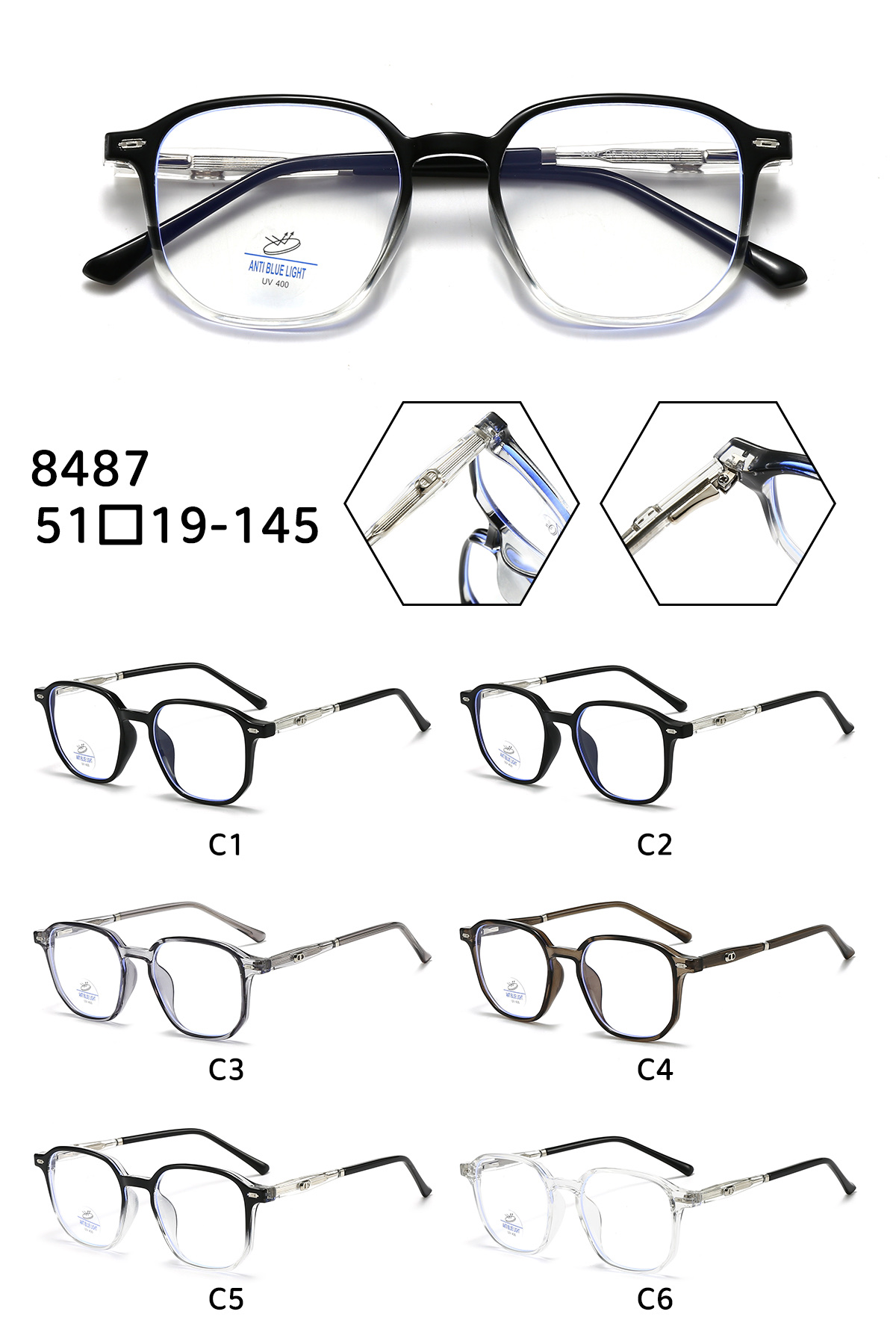 Anti-blue light myopia glasses, frameless myopia glasses, frame glasses for women detail image 2