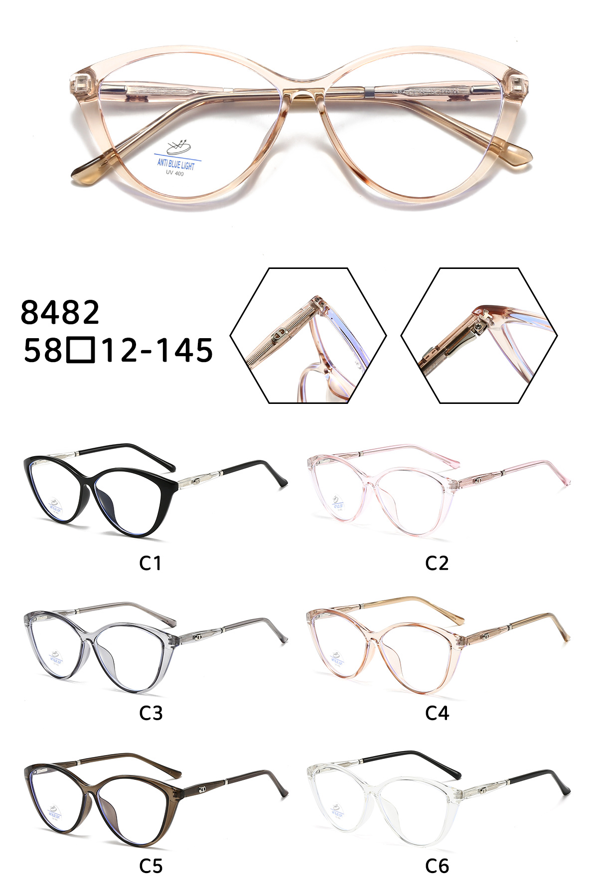Anti-blue light myopia glasses, frameless myopia glasses, frame glasses for women detail image 12