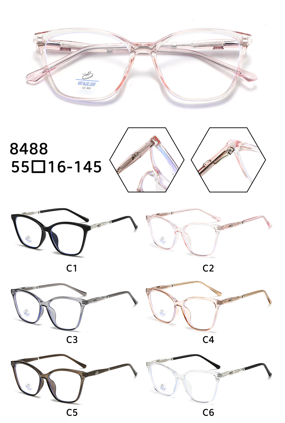 Anti-blue light myopia glasses, frameless myopia glasses, frame glasses for women detail image 3