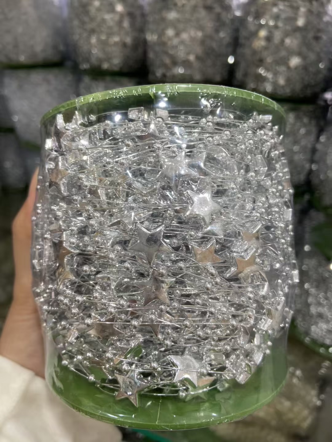 【圣诞季特惠】电镀银色五角星鱼线链条圣诞花
艺发饰装饰手工diy珠链圣诞节装饰品产品图