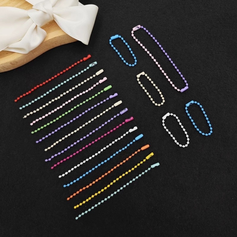 2.4×10 cm metal colored lacquered bead chain DIY pendant accessories, tag chain, wave bead chain detail image 4