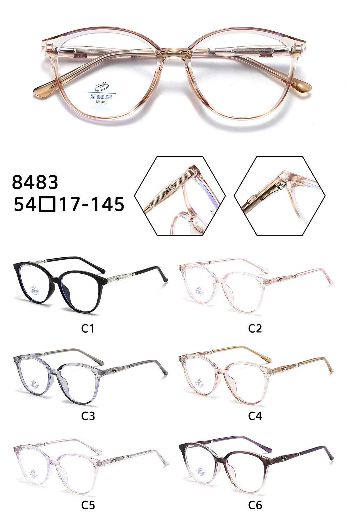 Anti-blue light myopia glasses, frameless myopia glasses, frame glasses for women detail image 6