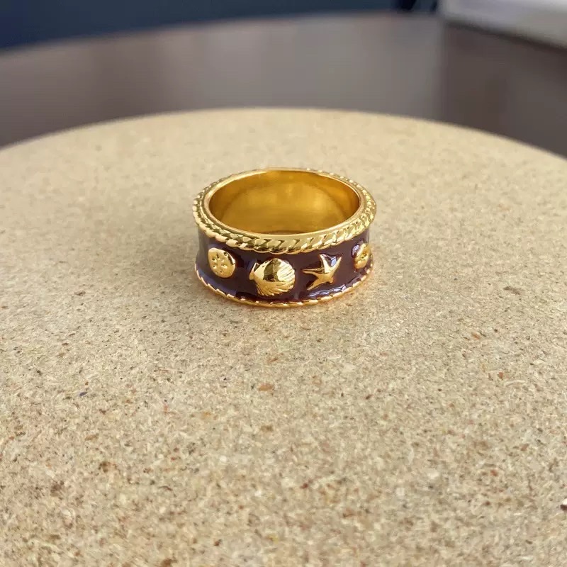 时尚珐琅釉男女戒/中古风/海洋生物戒指