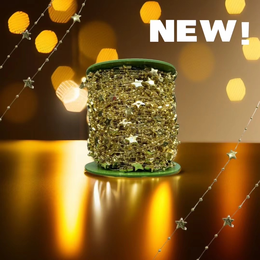 【圣诞季特惠】电镀金色五角星鱼线链条圣诞花艺发饰装饰手工diy珠链圣诞节装饰物品