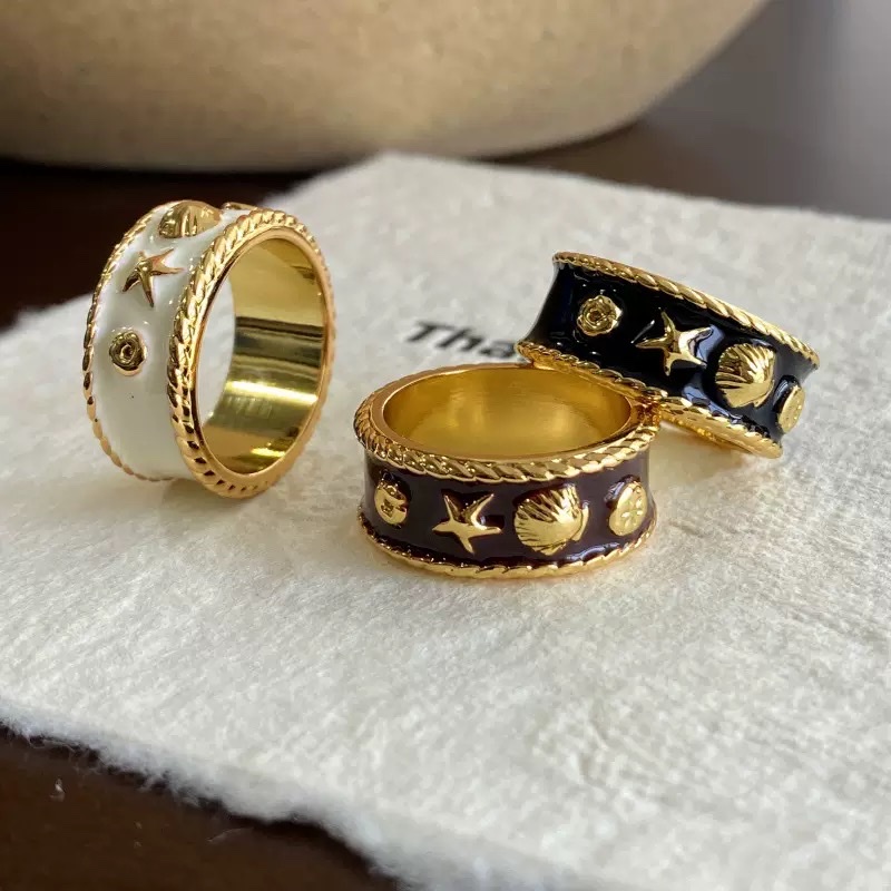 时尚珐琅釉男女戒/中古风/海洋生物戒指细节图