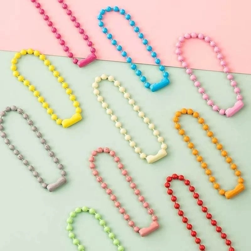 2.4×10 cm metal colored lacquered bead chain DIY pendant accessories, tag chain, wave bead chain detail image 2