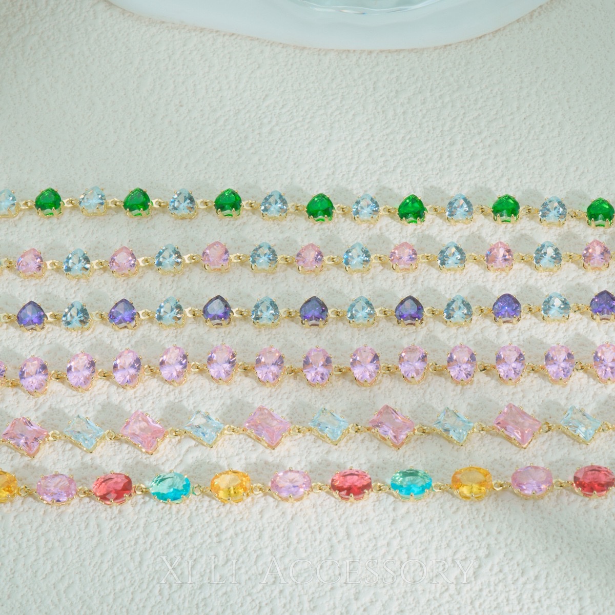 The new zircon bracelet with colorful chains can be freely matched with chains detail image 7