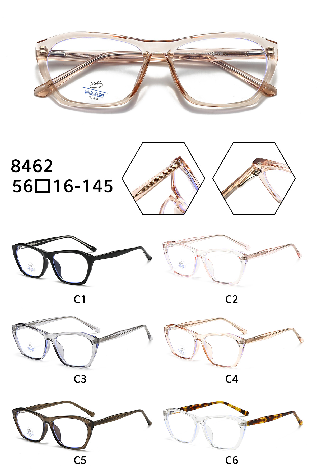 Anti-blue light myopia glasses, frameless myopia glasses, frame glasses for women