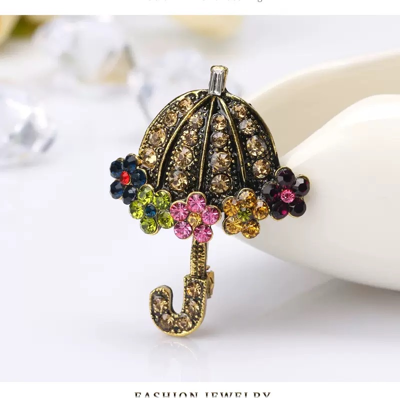 Umbrella brooches, retro clothing accessories, cross-border cartoon brooches Item Picture
