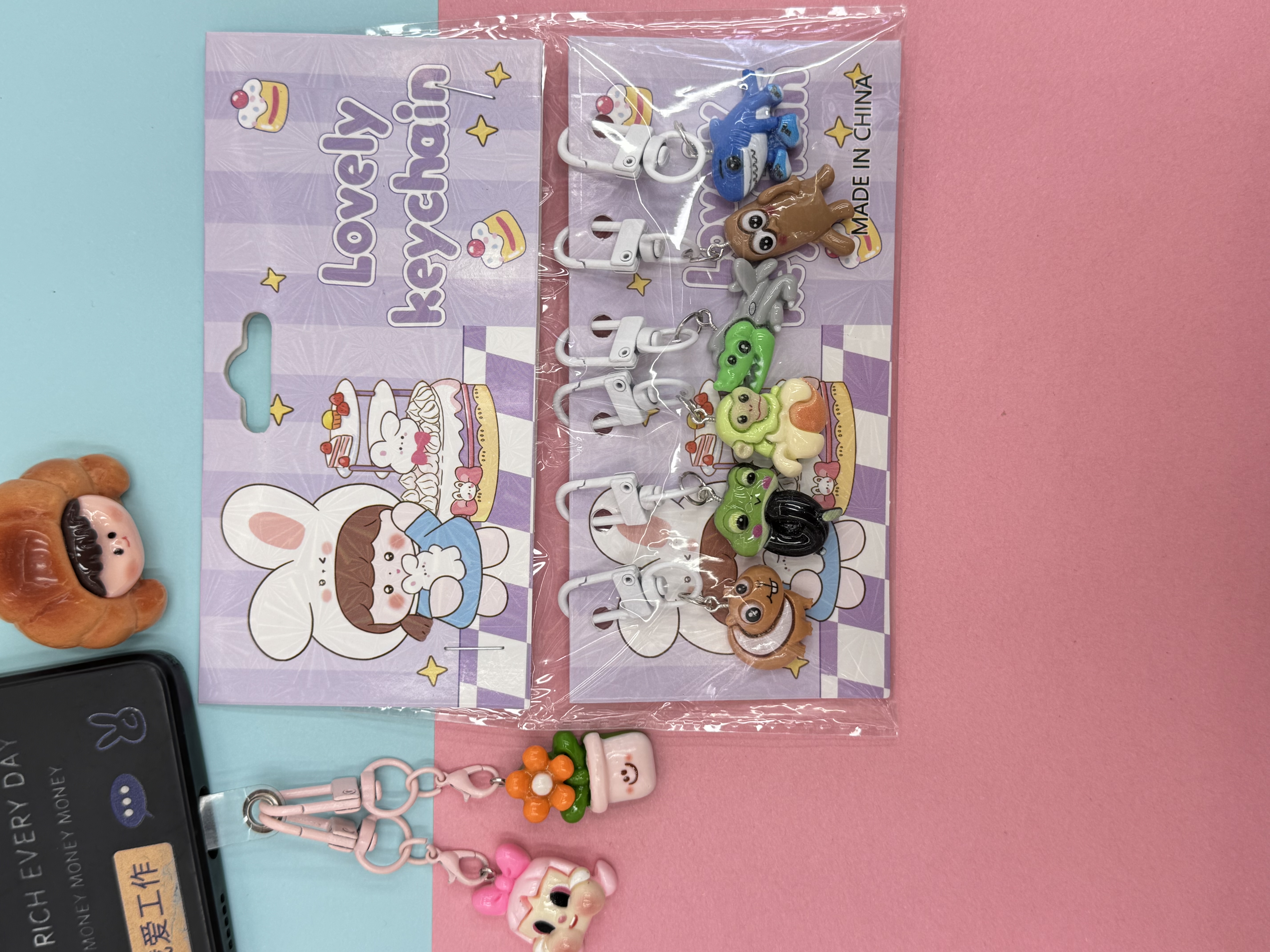 树脂钥匙扣挂件套装包包配饰diy小饰品学生礼品批发多款白底实物图
