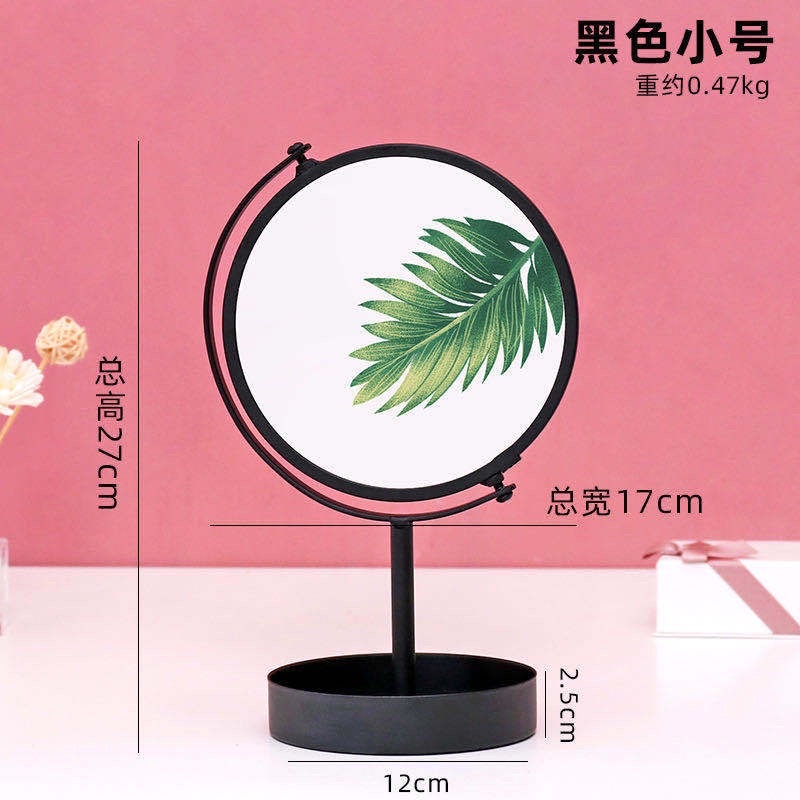 欧式铁艺圆形台式双面化妆镜 家居客厅卫生间桌面公主镜梳妆镜 详情图3