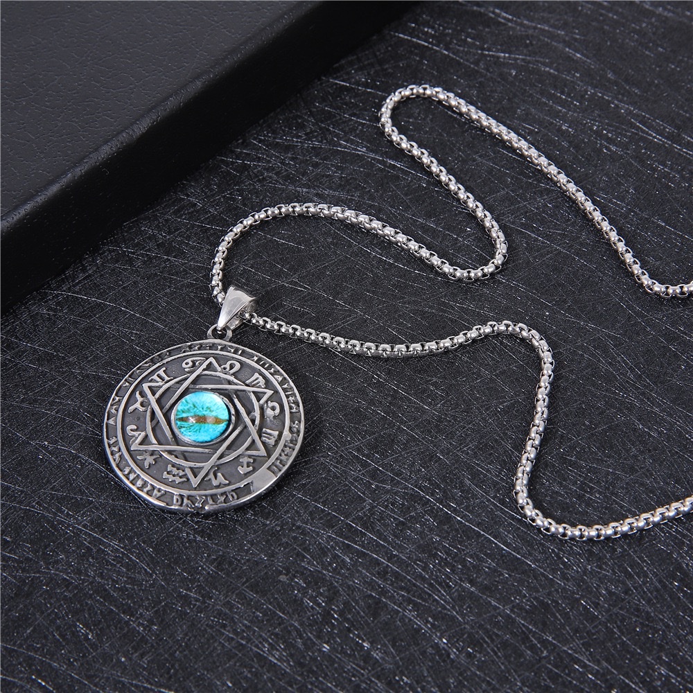High-end titanium steel jewelry men's Devil's Eye necklace, Douyin live streaming non-fading sweater chain God's Eye