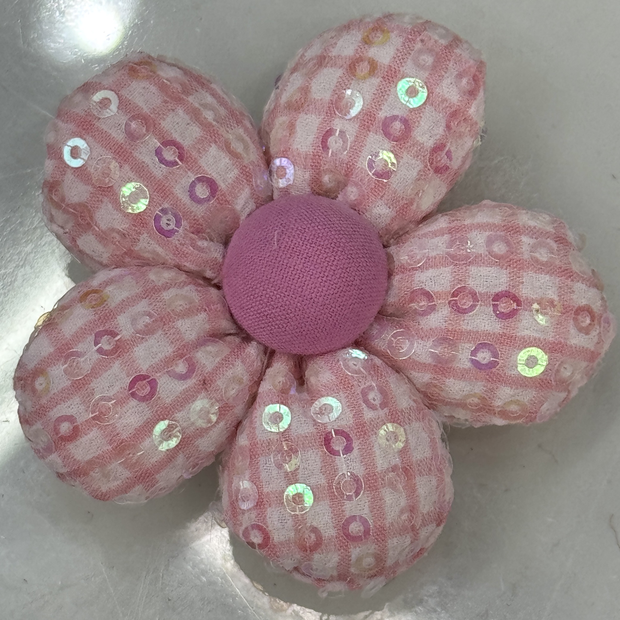 韩版彩色亮片充棉五瓣花布艺饰品配件DIY手工材料服饰多款任选细节图