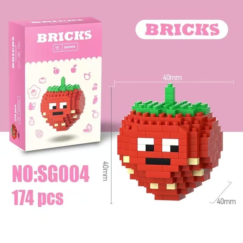 Children's fruit pie building block toy assembly intelligence micro-particle micro-assembly boys' and girls' three-dimensional jigsaw puzzle ornament details Picture
