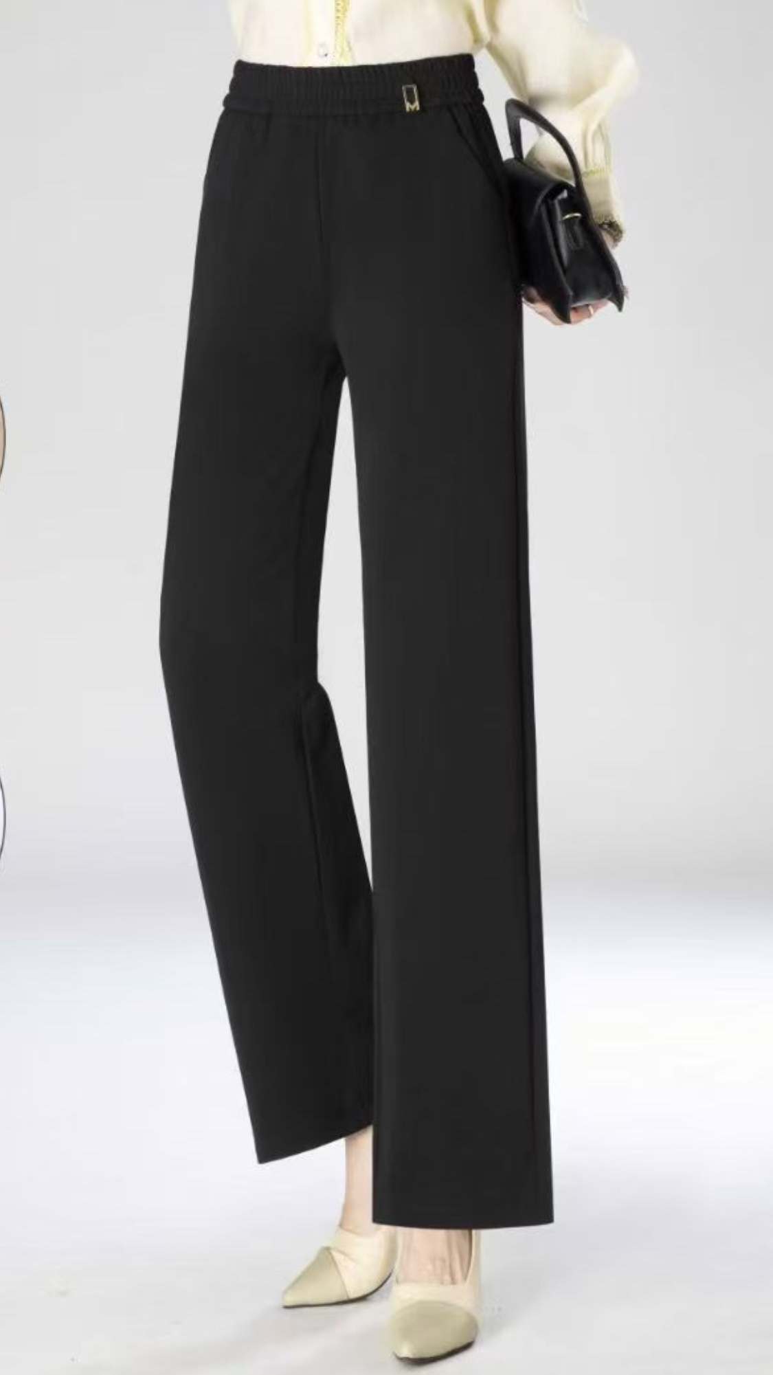 2025 Autumn/Winter Women's Trousers 2907 style Straight waistband stretch Black Long pants details Picture