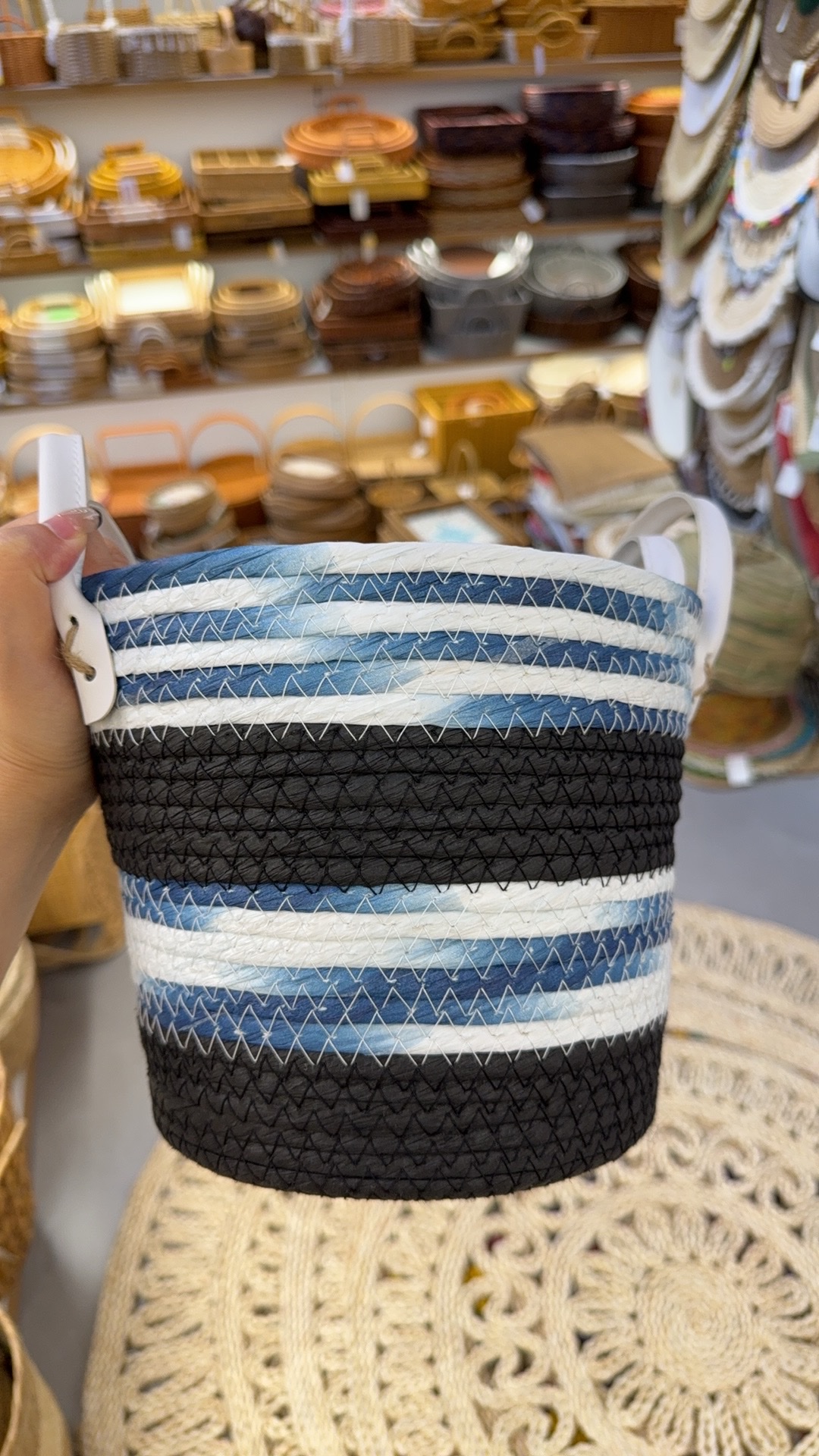 编织花篮儿童玩具柳编提篮欧洲工艺品手工编织篮子创意家居装饰纸绳收纳筐收纳篮编织垃圾桶