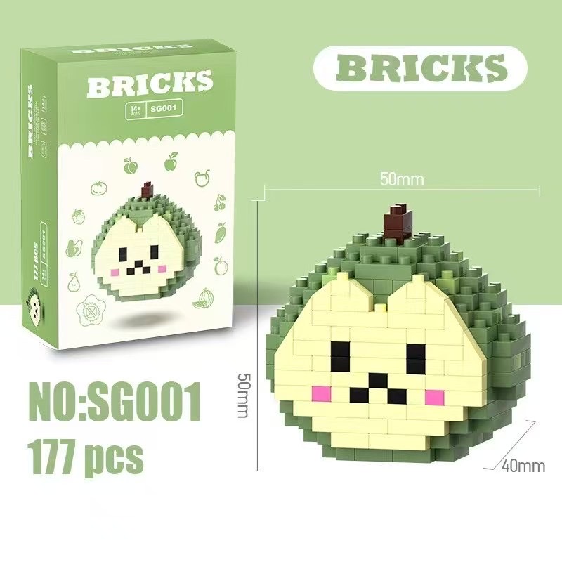 Children's fruit pie building block toy assembly intelligence micro-particle micro-assembly boys' and girls' three-dimensional jigsaw puzzle ornament undefined