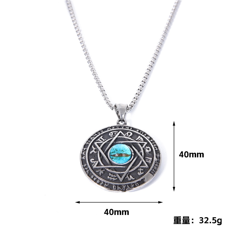 High-end titanium steel jewelry men's Devil's Eye necklace, Douyin live streaming non-fading sweater chain God's Eye detail image 3