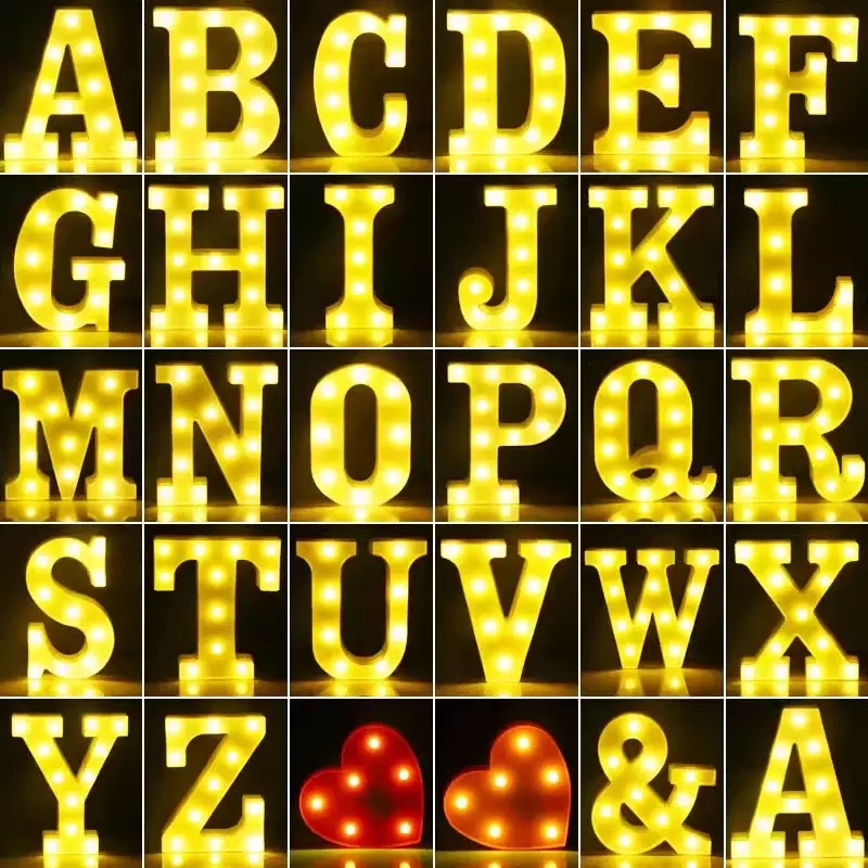 21.8cm热销26个英文字母灯LED符号造型数字灯生日表白求婚氛围装饰彩灯详情图1