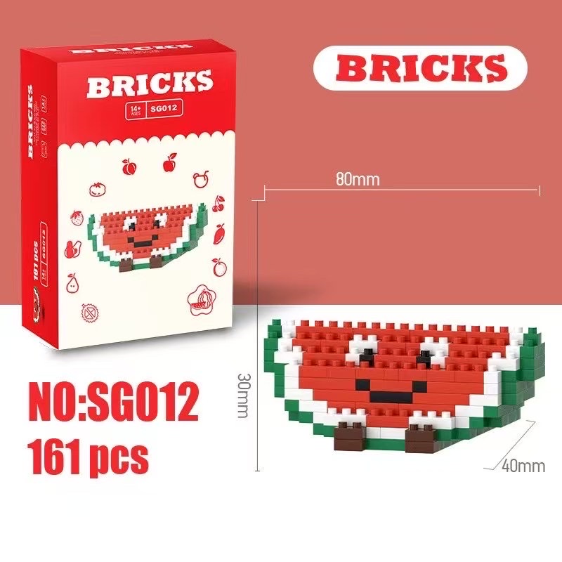 Children's fruit pie building block toy assembly intelligence micro-particle micro-assembly boys' and girls' three-dimensional jigsaw puzzle ornament Item Picture
