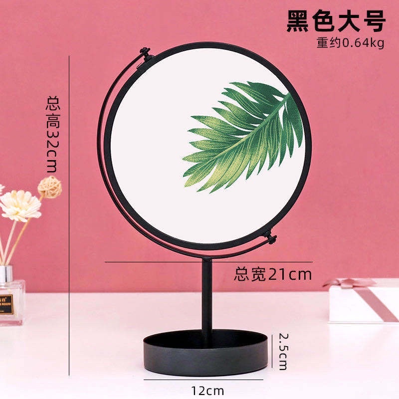 欧式铁艺圆形台式双面化妆镜 家居客厅卫生间桌面公主镜梳妆镜 详情图2